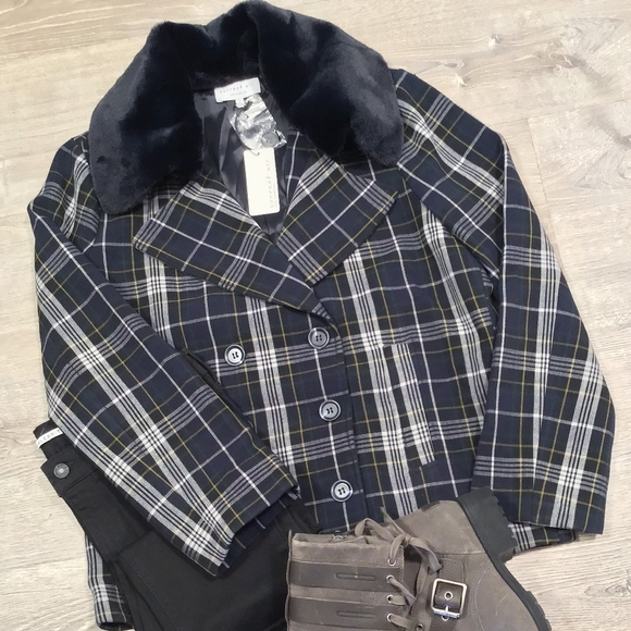 CURRENT AIR Anthro Plaid Double Breasted Coat - Picture 5 of 12